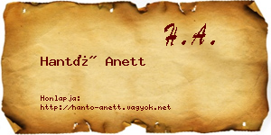 Hantó Anett névjegykártya